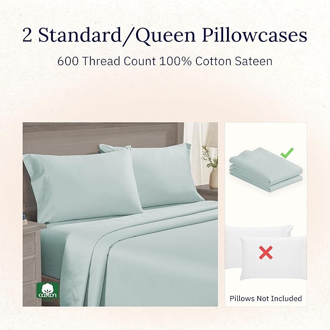 CALIFORNIA DESIGN DEN Luxuriously Soft Hotel Quality 600 Thread Count, 100% - Image 2