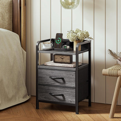 huuger nightstands set of 2, night stand, charging shown in use