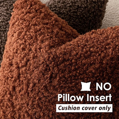 Foindtower Set of 2 Curly Teddy Wool Pillow Covers Decorative Boucle Textured - Image 3