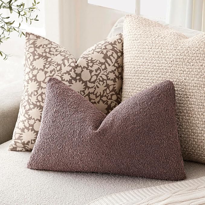 Foindtower Pack of 2 Textured Boucle Throw Pillow Covers Accent Solid - Image 5