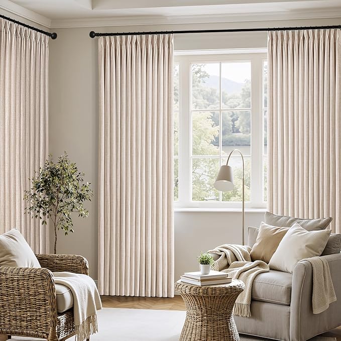 MIULEE Pinch Pleated Thick Linen Curtains 96 Inch Long 4 Panels Set Back Tab - Image 5