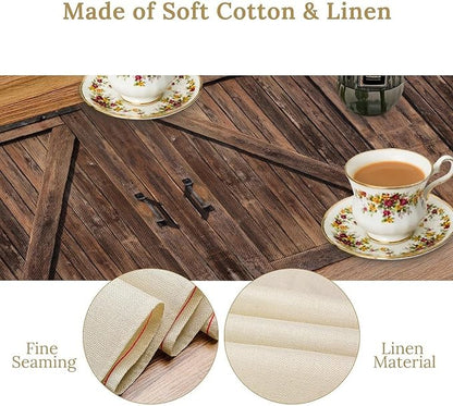Rustic Wood Table Runner Vintage Wooden Barn Door Farmhouse Brown Kitchen - Image 5