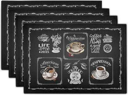 Giwawa Coffee Placemts Set of 4, Washable Heat-Resistant Linen Placemats by Giwawa