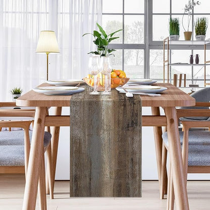 Emvency Farmhouse Table Runner, Abstract Grey and Dark Brown Art Painting - Image 2