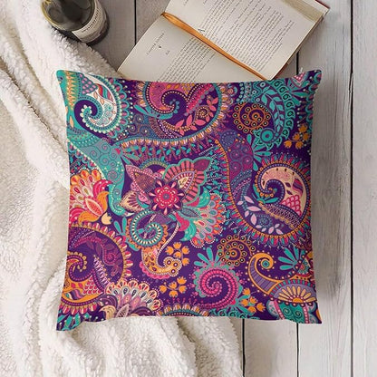 Indian Boho Pillowcases Mandala Design Colorful Floral Style, 16x16 Inch Square - Image 4