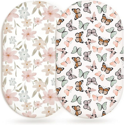 Bassinet Sheets for Baby Girls Boys 2 Pack, Fitted Baby Mattress Sheet for by Home