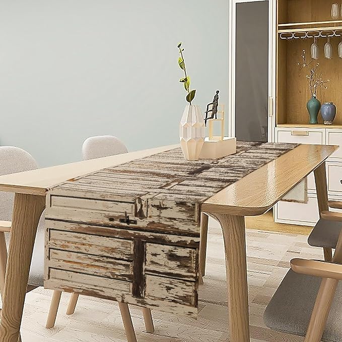 Barn Door Table Runner Rustic Wood Wooden Brown Farmhouse Door Western Country - Image 3