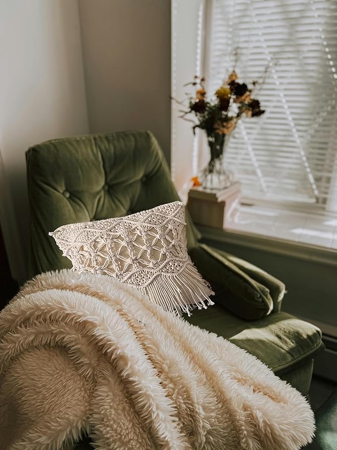 kiido Throw Pillow Covers Macrame Cushion Case Woven Boho Comfy Square Pillow - Image 6