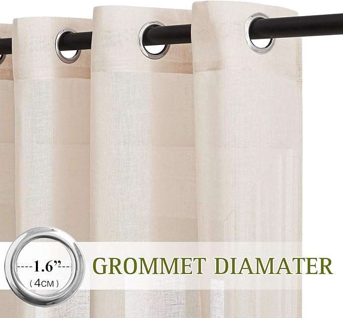 NICETOWN Short Linen Curtains Semi Sheer 45" L - Image 2