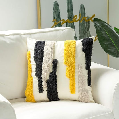 Woven Tufted Boho Throw Pillow Cover, Modern Decorative Geometric Irregular - Image 3