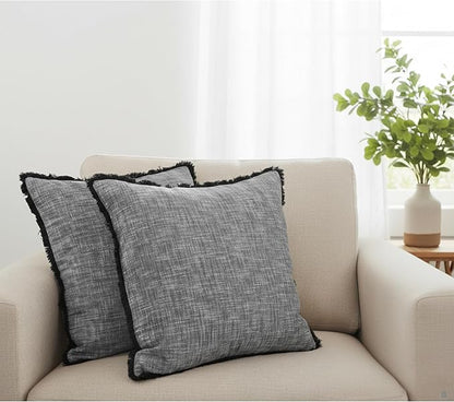 18×18 Grey Textured Cotton Throw Pillow Covers - Image 4
