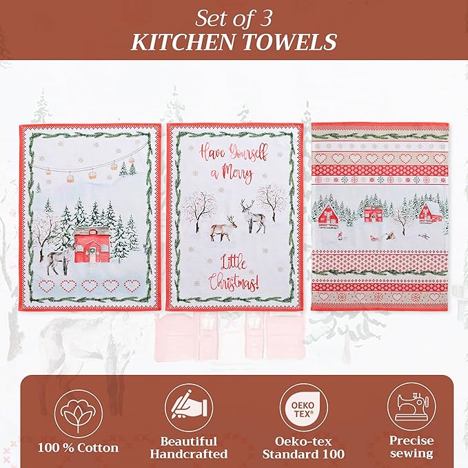 Maison d' Hermine Kitchen Towels Set of 3 100% Cotton 20" x 27.5" Reusable - Image 2