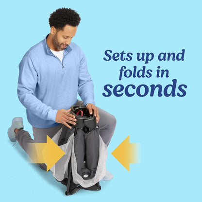 graco on the go pack 'n play playard, side view