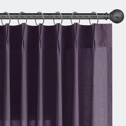 Plum Pinch Pleated Linen Curtains 84 Inch Length 2 Panels by Aersas