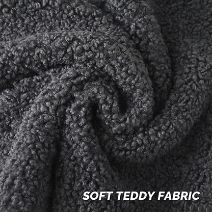 FUTEI Charcoal Throw Pillow Covers 24x24 Inch Set of 2, Furry Faux Fur Teddy - Image 2