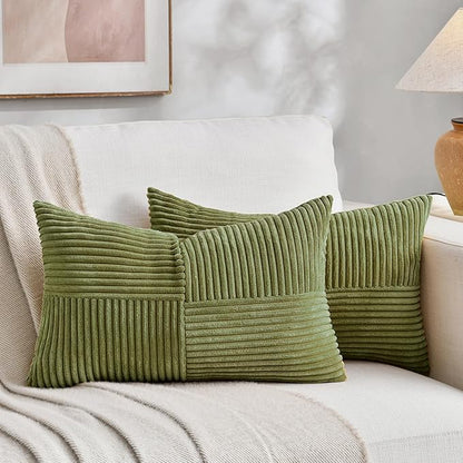 Fancy Homi 2 Packs Moss Green Lumbar Decorative Throw Pillow Covers 20x28 Inch by Fancy+Homi