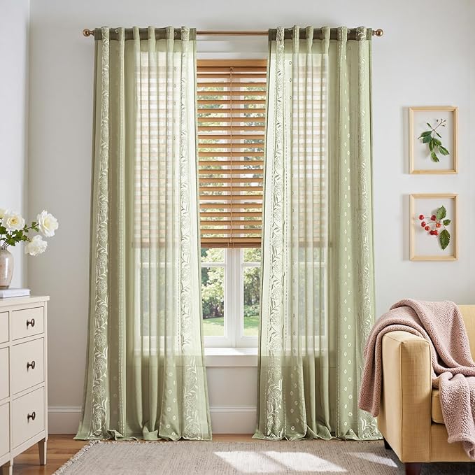 jinchan Winslow Sheer Curtains 96 Inch by JINCHAN