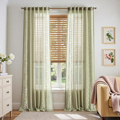 jinchan Winslow Sheer Curtains 96 Inch by JINCHAN