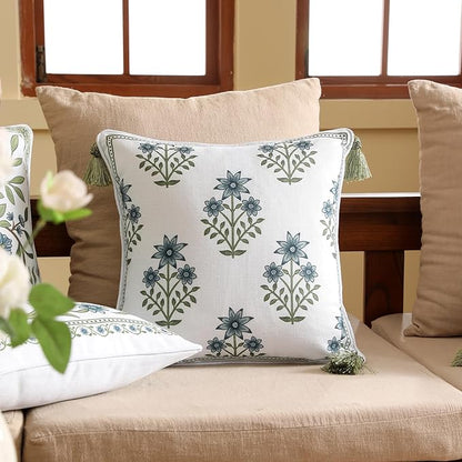 ISAENNE Design Fresh Linen Square Throw Pillow Covers 18"x18", French White - Image 2