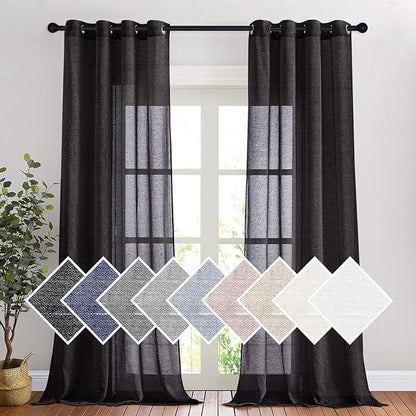 NICETOWN Linen Textured Sheer Curtains 108" L by NICETOWN