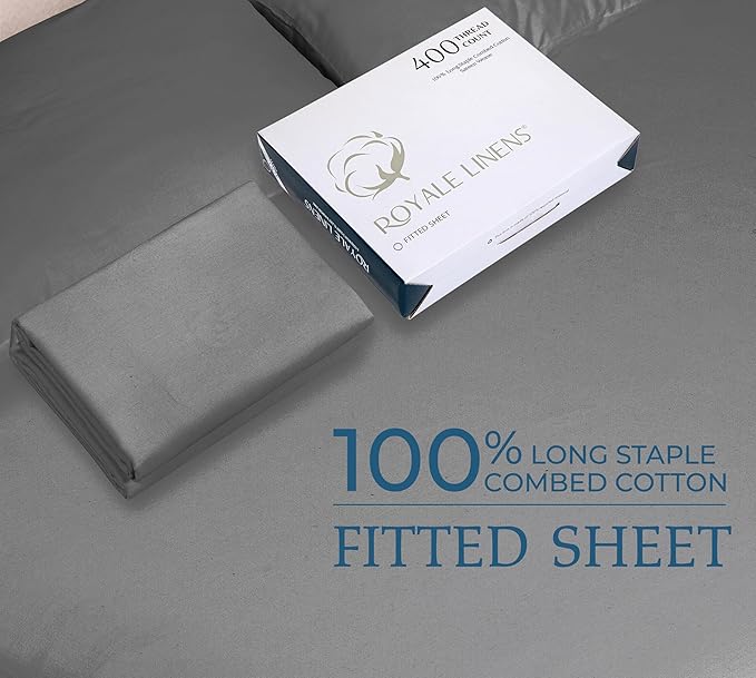 Royale Linens 400 Thread Count 100% American Grown Cotton Fitted Sheet Twin Size - Image 9