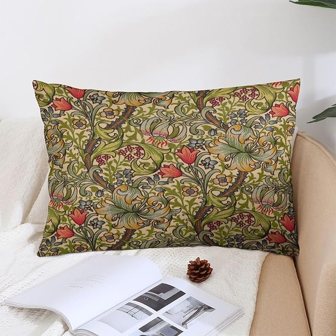 Golden Floral Flower William Morris Throw Pillow Covers 12x20 Inch Aesthetic - Image 4