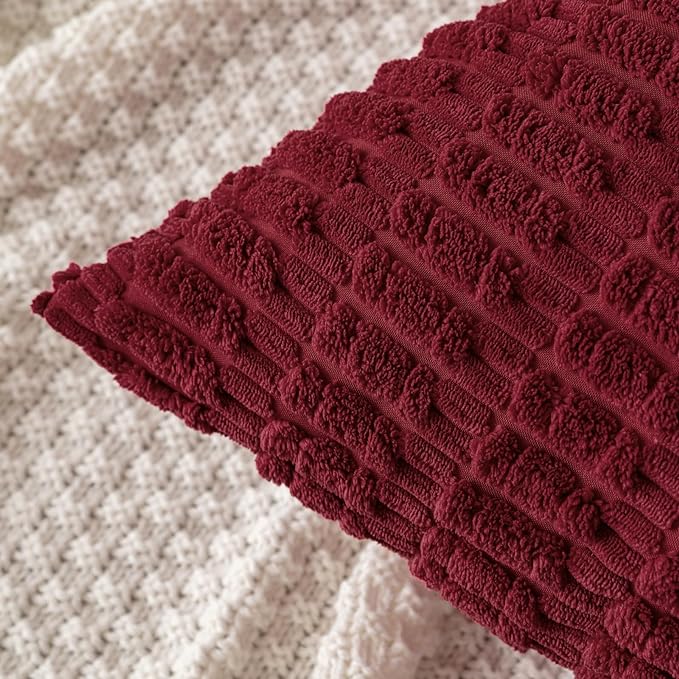 MIULEE Pack of 2 Christmas Burgundy Corduroy Decorative Pillow Covers 12x12 - Image 4