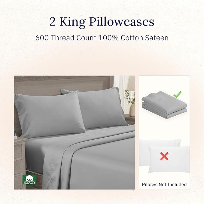 CALIFORNIA DESIGN DEN Luxuriously Soft Hotel Quality 600 Thread Count, 100% - Image 2
