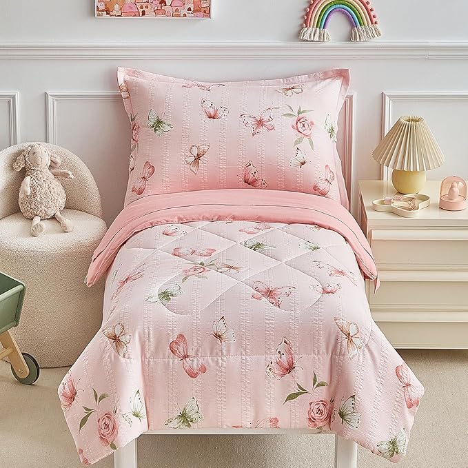 DuShow Pink Butterfly Toddler Bedding Set by DuShow