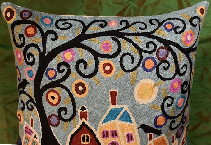 Turquoise Tree of Life Throw Pillow Cover | Karla Gerard Bird Pillows | Blue - Image 4
