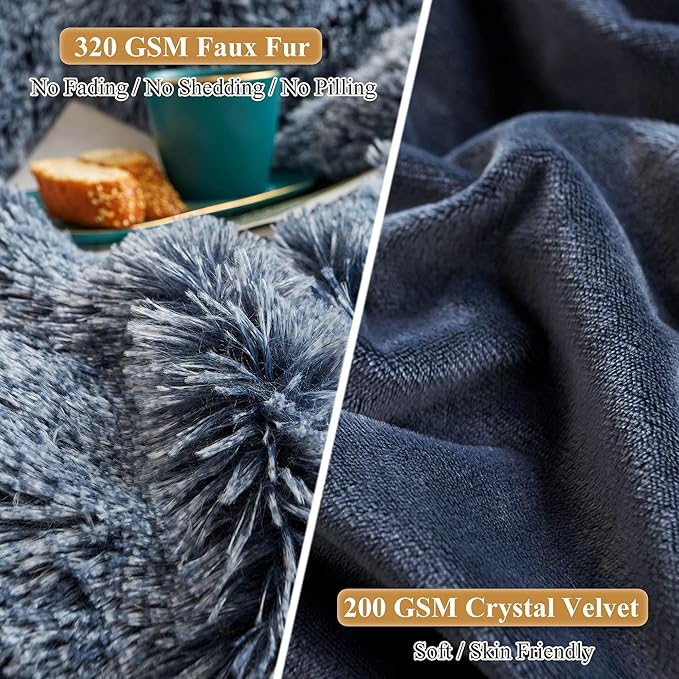 XeGe Faux Fur Throw Pillow Cases, Plush Shaggy Ultra Soft Pillow Covers - Image 4