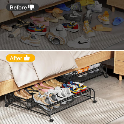 under bed shoe storage organizer, 2 pack under, package contents
