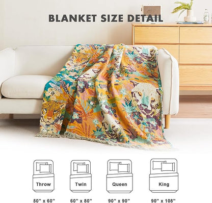 MSGKV Throw Blanket for Couch Cotton Leopard Animals Blanket 50"x60" Sofa Chair - Image 4