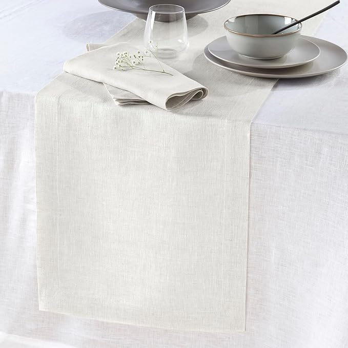 Solino Home 100% Pure Linen Light Flax Table Runner 72 Inches - Image 9