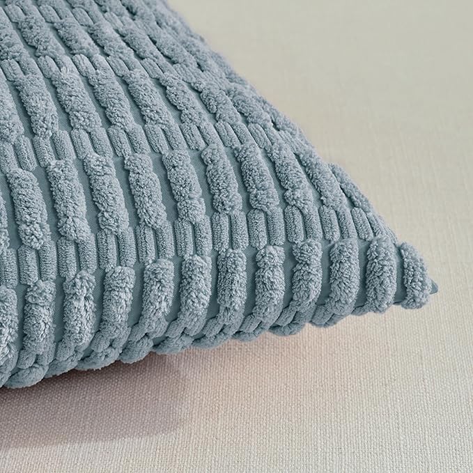 Fancy Homi 4 Packs Boho Light Blue Decorative Throw Pillow Covers 14x14 Inch - Image 4