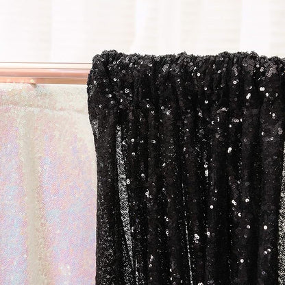 Poise3EHome Black Sequin Backdrop, 20Ft x 10Ft Glitter Photography Background Curtains for Halloween Party Wedding Birthday Christmas Thanksgiving Decoration