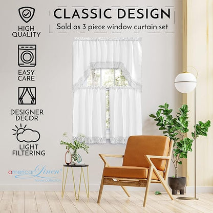 American Linen Café Curtains for Kitchen, Bathroom Curtains - Image 5