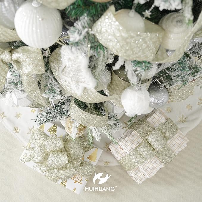HUIHUANG Champagne Glitter Wired Ribbon - Image 4