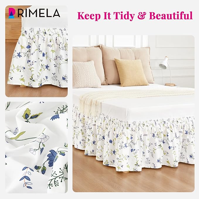 RIMELA Sweet Blueberry Bed Skirt Queen Size 15 Inch Drop, Elastic Bed Skirting - Image 7