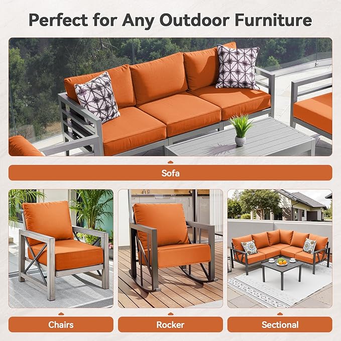 6" Thick Outdoor Cushions 24x24x6, 5-Set Deep Seat Patio Cushions - Image 5