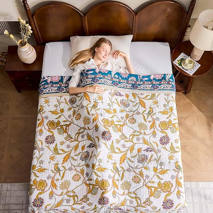 Fall Throw Blanket for Couch, 100% Cotton Muslin Breathable Woven Farmhouse - Image 8