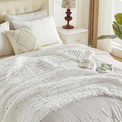 Carriediosa Chunky Knit Throw Blanket 60" X 80" Twin, 100% Hand Made Large - Image 9