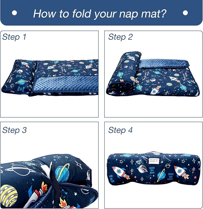 beeweed Toddler Nap Mat, Rollup Design Kid Sleeping Mat - Image 5