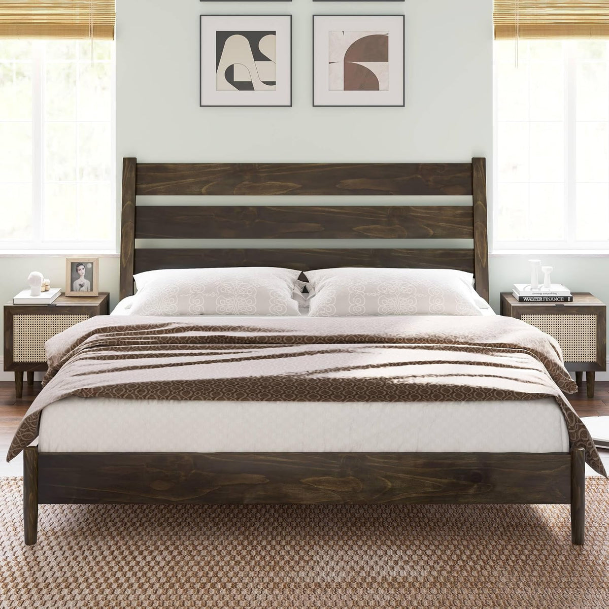 amerlife king size platform bed with reclining headboard, close-up detail