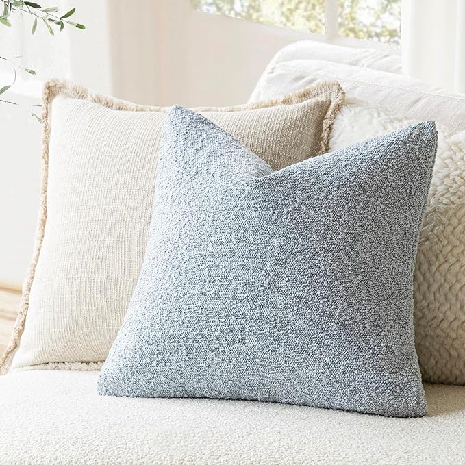 Foindtower Pack of 2 Modern Textured Boucle Throw Pillow Covers Accent Solid - Image 4