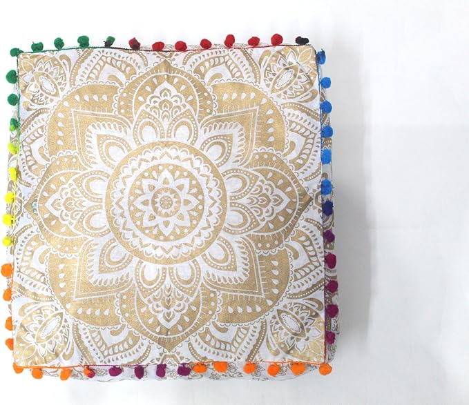 CRAFT KALA 24" Square Large Hippie Mandala Meditation Floor Ottoman Pillow - Image 5