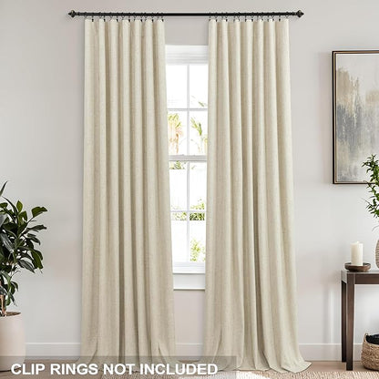 KOUFALL Extra Long 120 Inch Linen Blackout Curtains 10 FT Foot 10FT Length Tan - Image 3