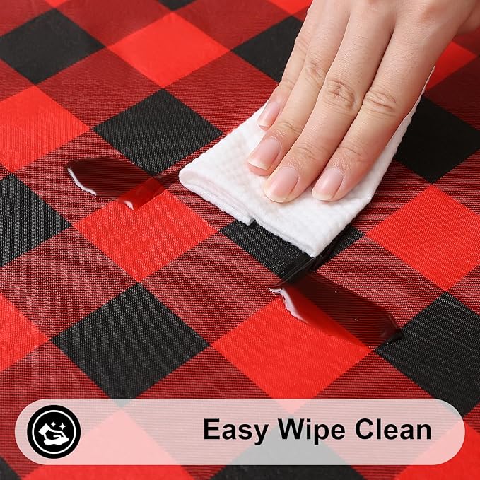 Smiry Rectangle Picnic Table Cloth, Elastic Waterproof Fitted Vinyl Tablecloths - Image 4