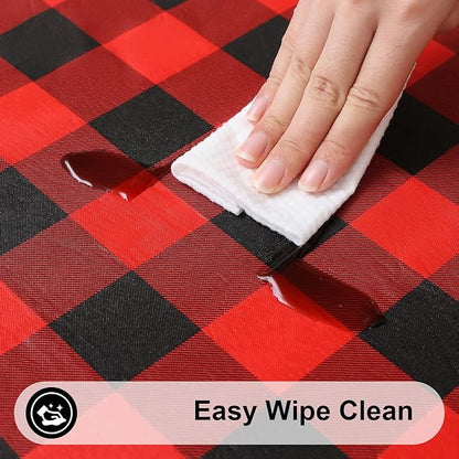 Smiry Rectangle Picnic Table Cloth, Elastic Waterproof Fitted Vinyl Tablecloths - Image 4