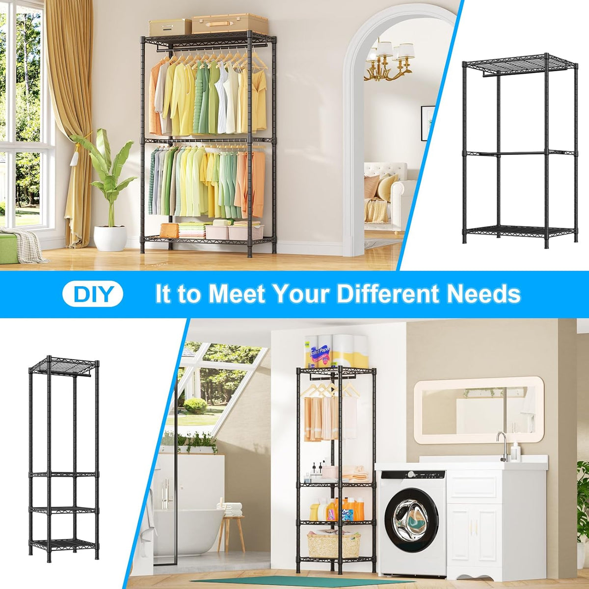ulif e10 clothes rack（with stretchable hanger rod）freestanding clothing, package contents